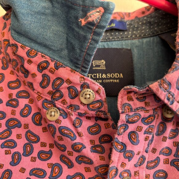 Scotch & Soda Amsterdam Cotton Paisley Button-Up Shirt - S/M - Picture 8 of 12